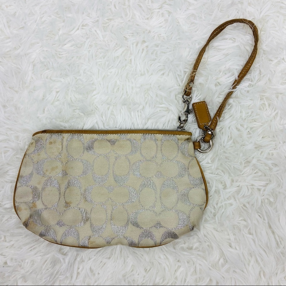 COACH white & silver C print wristlet wallet - Picture 8 of 15